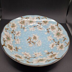 Vintage Imari Ware  Japanese Floral Ceramic Plate 7.5" Blue  White Flower Design